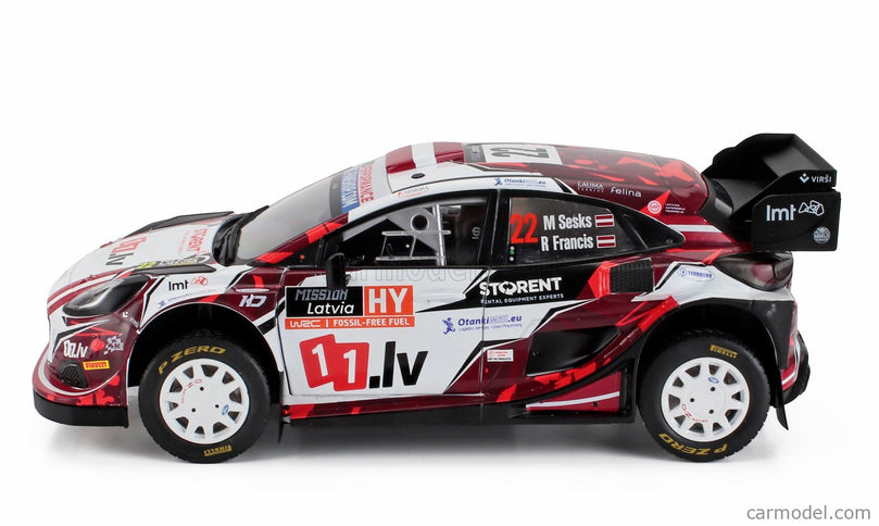 Ford Puma RALLY1 Team M Sport Ford Wrt N°22 7. Miesto Rally Latvia 2024 Martin Sesks - Renars Francis 1:18 Solido biela červená čierna