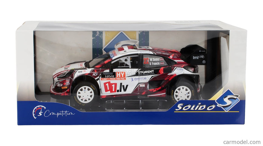Ford Puma RALLY1 Team M Sport Ford Wrt N°22 7. Miesto Rally Latvia 2024 Martin Sesks - Renars Francis 1:18 Solido biela červená čierna
