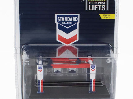 ACCESSORIES | STANDARD OIL GARAGE SET OFFICINA - PONTE SOLLEVATORE AUTO - FOUR POST LIFT | BLUE WHITE RED