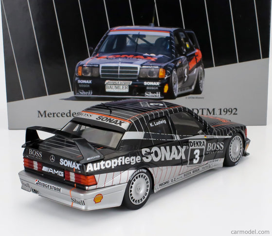 Mercedes Benz 190E 2.5 16V EVO2 Team AMG Motorenbau Gmbh N°3 Champion DTM Sezóna 1992 Klaus Ludwig 1:18 Werk83 sivá čierna biela