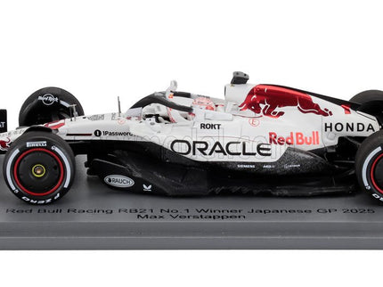 Red Bull F1 RB21 Team Oracle Red Bull Racing N°1 Víťaz Japan GP 2025 With Pit Board Super Max! Wins Max Verstappen 1:43 Spark Model biela červená