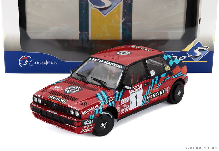 Lancia Delta HF Integrale 16V Martini N°1 Víťaz Rally Sanremo 1989 Miki Biasion - Tiziano Siviero 1:18 Solido červená