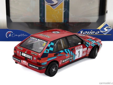 Lancia Delta HF Integrale 16V Martini N°1 Víťaz Rally Sanremo 1989 Miki Biasion - Tiziano Siviero 1:18 Solido červená