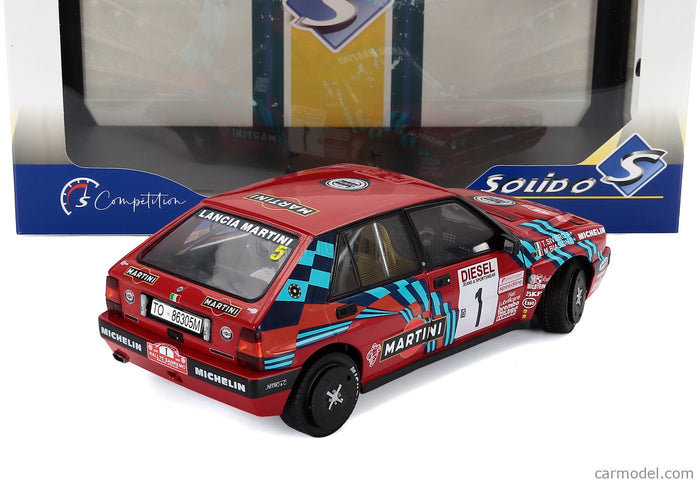 Lancia Delta HF Integrale 16V Martini N°1 Víťaz Rally Sanremo 1989 Miki Biasion - Tiziano Siviero 1:18 Solido červená