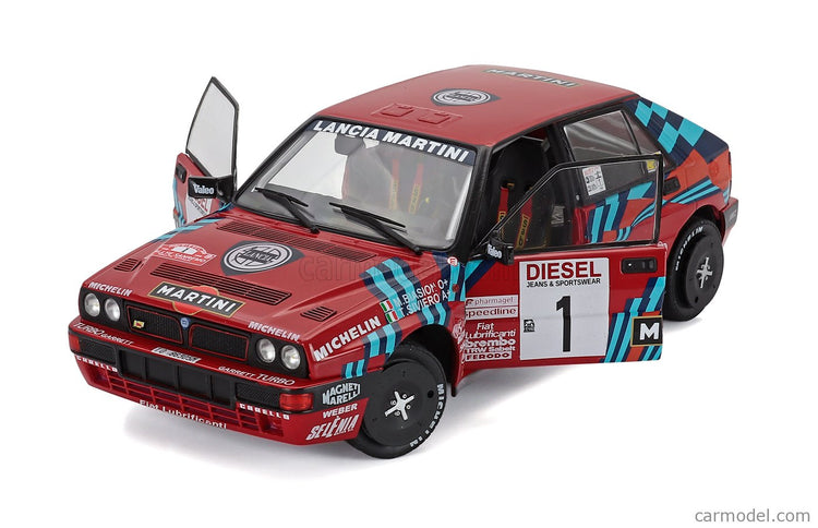 Lancia Delta HF Integrale 16V Martini N°1 Víťaz Rally Sanremo 1989 Miki Biasion - Tiziano Siviero 1:18 Solido červená