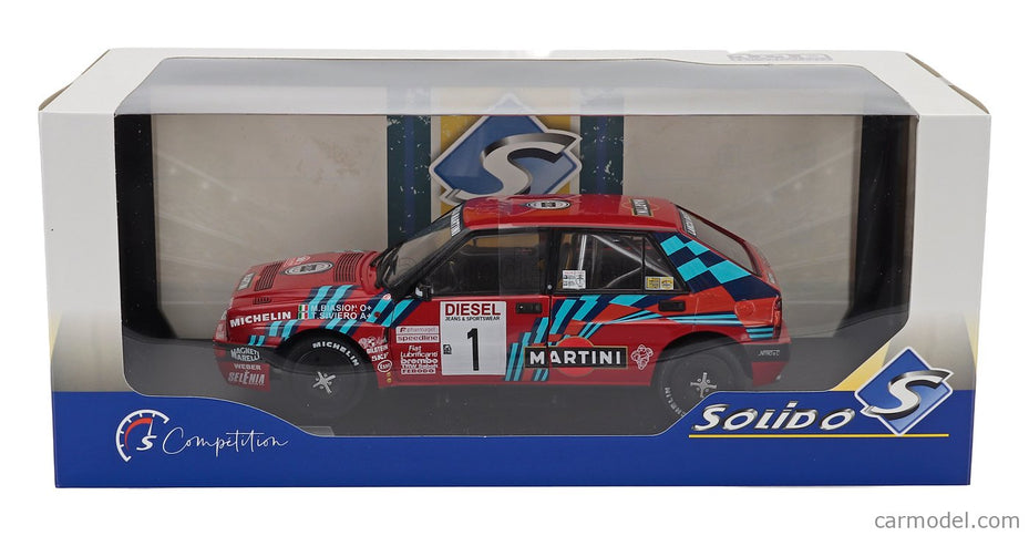 Lancia Delta HF Integrale 16V Martini N°1 Víťaz Rally Sanremo 1989 Miki Biasion - Tiziano Siviero 1:18 Solido červená