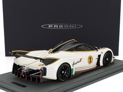 PAGANI | HUAYRA R N 1 RACING 2021 - CON VETRINA - WITH SHOWCASE | BIANCO BENNY - WHITE BLACK