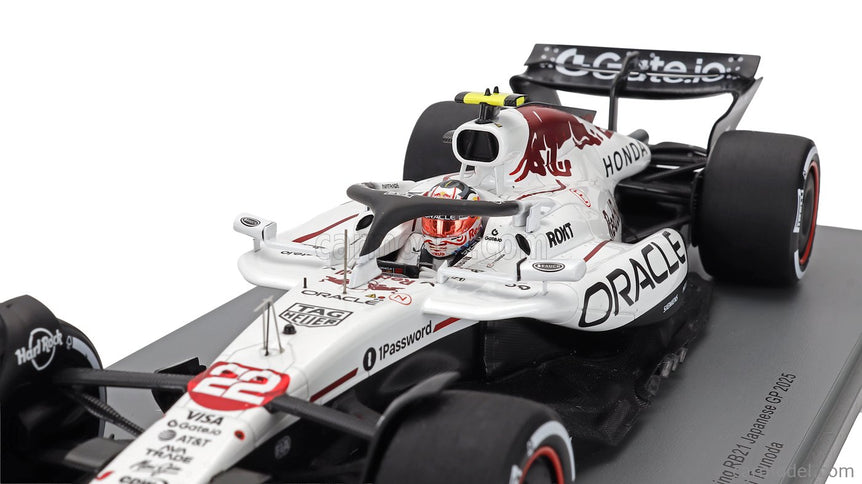 Red Bull F1 RB21 Team Oracle Red Bull Racing N°22 Japan GP 2025 With Pit Board Thanks Honda Yuki Tsunoda 1:18 Spark Model biela červená
