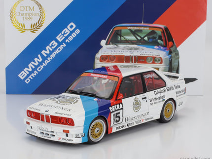BMW 3-SERIES M3 (E30) Team Schnitzer Warsteiner N°15 Víťaz DTM Sezóna 1989 Roberto Ravaglia 1:18 Werk83 biela červená modrá