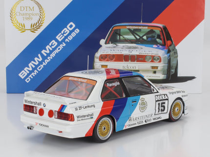 BMW 3-SERIES M3 (E30) Team Schnitzer Warsteiner N°15 Víťaz DTM Sezóna 1989 Roberto Ravaglia 1:18 Werk83 biela červená modrá