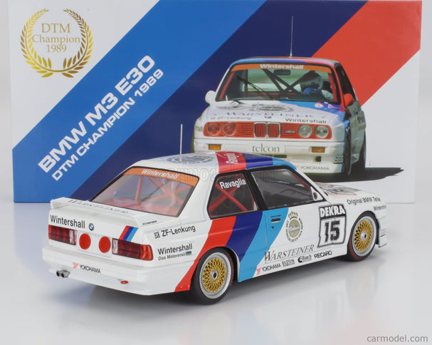 BMW 3-SERIES M3 (E30) Team Schnitzer Warsteiner N°15 Víťaz DTM Sezóna 1989 Roberto Ravaglia 1:18 Werk83 biela červená modrá