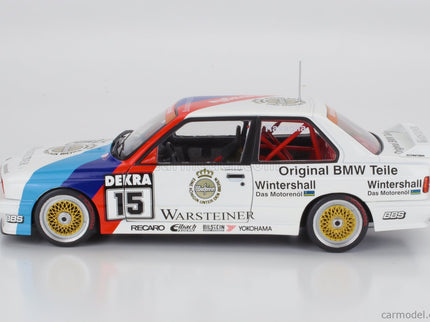 BMW 3-SERIES M3 (E30) Team Schnitzer Warsteiner N°15 Víťaz DTM Sezóna 1989 Roberto Ravaglia 1:18 Werk83 biela červená modrá