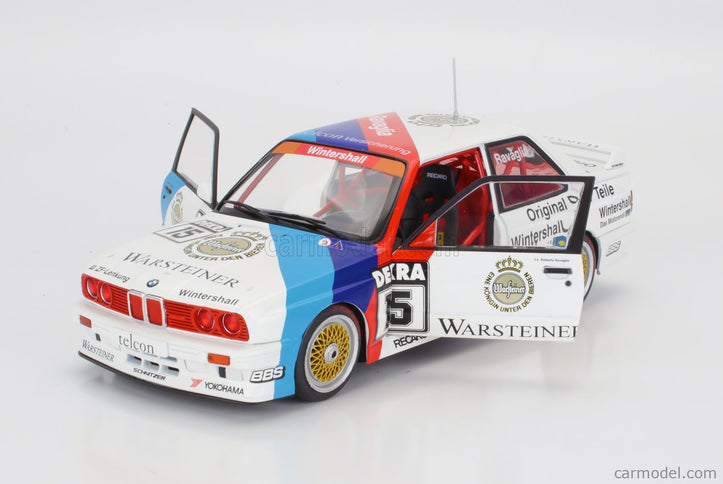 BMW 3-SERIES M3 (E30) Team Schnitzer Warsteiner N°15 Víťaz DTM Sezóna 1989 Roberto Ravaglia 1:18 Werk83 biela červená modrá