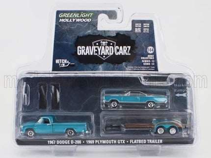 DODGE | D-200 PICK-UP 1967 WITH TRAILER + GTX COUPE 1969 - GRAVEYARD CARZ | BLUE MET