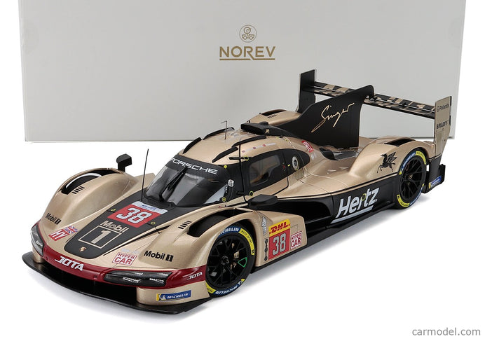 Porsche 963 9RD 4.6L Turbo V8 Team Hertz Jota N°38 6h Lone Star Le Mans Austin USA 2024 Jenson Button - Phil Hanson - Oliver Rasmussen 1:18 Norev biela zlatá