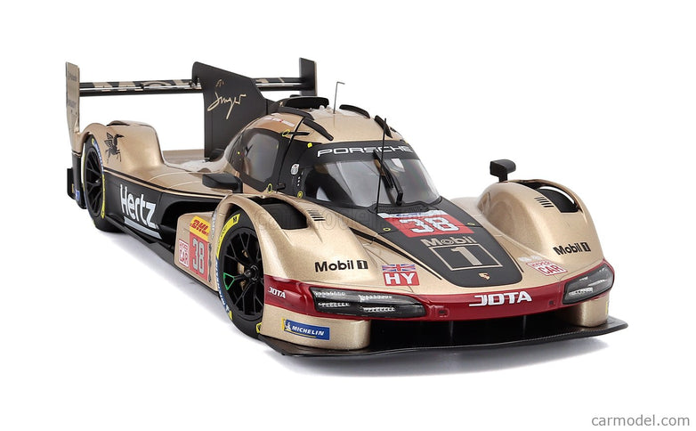 Porsche 963 9RD 4.6L Turbo V8 Team Hertz Jota N°38 6h Lone Star Le Mans Austin USA 2024 Jenson Button - Phil Hanson - Oliver Rasmussen 1:18 Norev biela zlatá