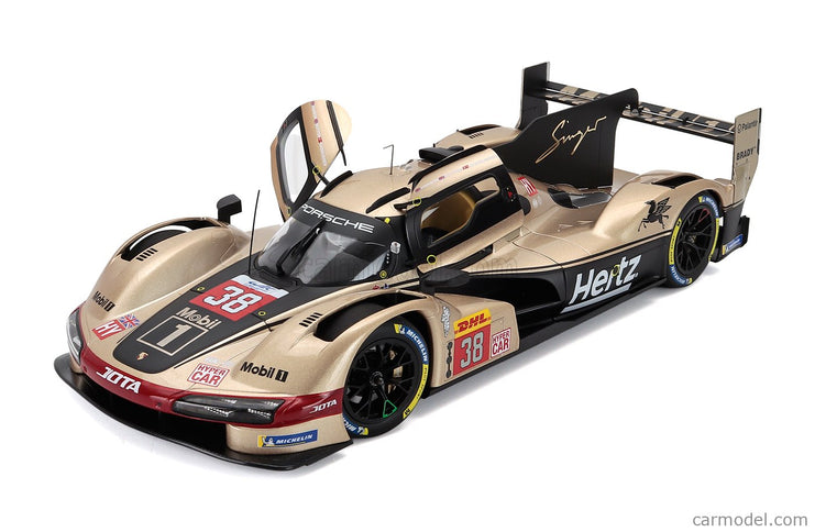 Porsche 963 9RD 4.6L Turbo V8 Team Hertz Jota N°38 6h Lone Star Le Mans Austin USA 2024 Jenson Button - Phil Hanson - Oliver Rasmussen 1:18 Norev biela zlatá