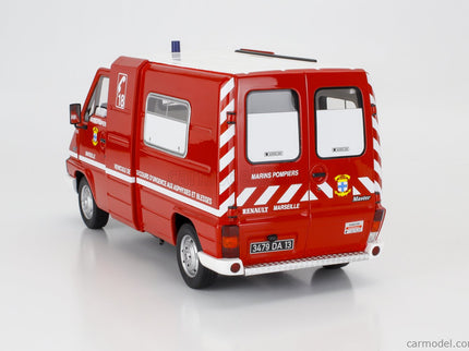 Renault Master T30D Van Vehicule De Secours D'urgence Aux Asphyxies Marseille Marine Sapeurs Pompiers 1980 1:18 Otto Mobile červená biela