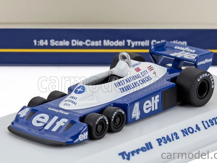 Tyrrell F1 P34/2 Elf 6 Wheeler N°4 Sezóna 1977 Patrick Depailler 1:64 Kyosho modrá biela