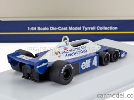 Tyrrell F1 P34/2 Elf 6 Wheeler N°4 Sezóna 1977 Patrick Depailler 1:64 Kyosho modrá biela