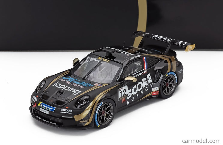 Porsche 911 992 GT3 Cup Team Schumacher Clrt N°12 Víťaz Porsche Cup Monaco 2024 Larry Ten Voorde 1:43 IXO Models čierna zlatá