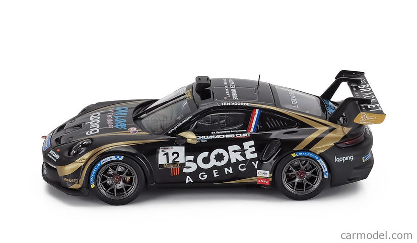 Porsche 911 992 GT3 Cup Team Schumacher Clrt N°12 Víťaz Porsche Cup Monaco 2024 Larry Ten Voorde 1:43 IXO Models čierna zlatá