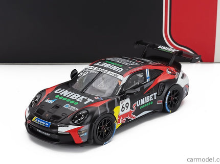 Porsche 911 992 GT3 Cup Team Nationale Autoclub Excelsior N°69 Víťaz Porsche Cup Zolder 2024 Kalle Rovanpera 1:43 IXO Models čierna