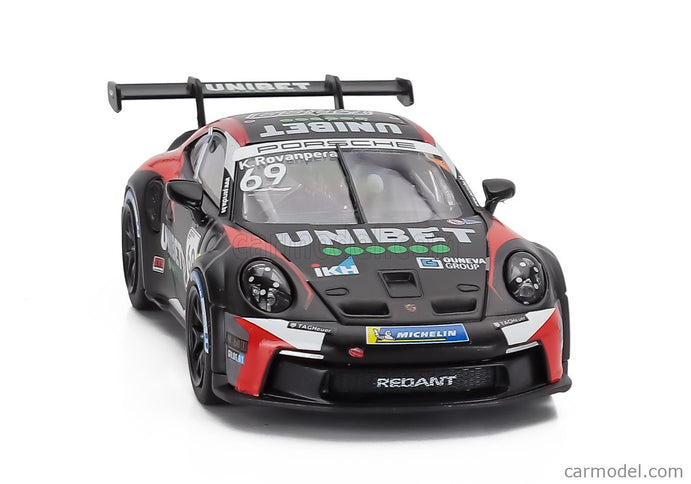 Porsche 911 992 GT3 Cup Team Nationale Autoclub Excelsior N°69 Víťaz Porsche Cup Zolder 2024 Kalle Rovanpera 1:43 IXO Models čierna