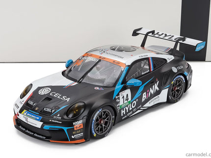Porsche 911 992 GT3 Cup Team M75 Bernhard N°14 Víťaz Porsche Cup Oschersleben 2024 Robert De Haan 1:18 IXO Models čierna biela