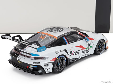 Porsche 911 992 GT3 Cup Team M75 Bernhard N°14 Víťaz Porsche Cup Oschersleben 2024 Robert De Haan 1:18 IXO Models čierna biela
