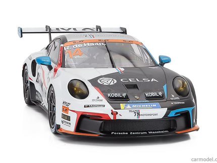 Porsche 911 992 GT3 Cup Team M75 Bernhard N°14 Víťaz Porsche Cup Oschersleben 2024 Robert De Haan 1:18 IXO Models čierna biela