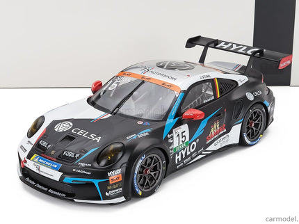 Porsche 911 992 GT3 Cup Team M75 Bernhard N°15 Porsche Cup Oschersleben 2024 Janne Stiak 1:18 IXO Models čierna biela