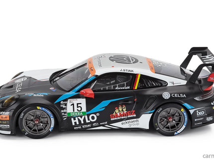 Porsche 911 992 GT3 Cup Team M75 Bernhard N°15 Porsche Cup Oschersleben 2024 Janne Stiak 1:18 IXO Models čierna biela