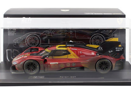 FERRARI | WITH SHOWCASE - 499P 3.0L TURBO V6 TEAM FERRARI AF CORSE N 50 WINNER 24h LE MANS (AFTER RACE VERSION) 2024 ANTONIO FUOCO - MIGUEL MOLINA - NICKLAS NIELSEN | RED