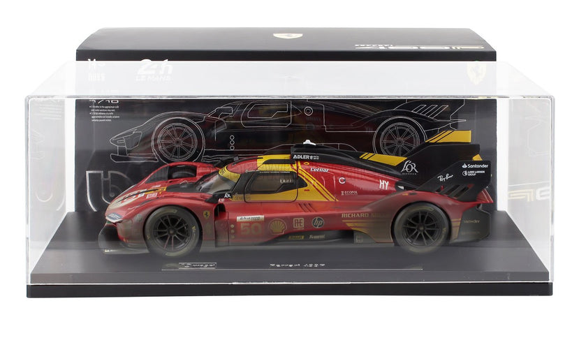 FERRARI | WITH SHOWCASE - 499P 3.0L TURBO V6 TEAM FERRARI AF CORSE N 50 WINNER 24h LE MANS (AFTER RACE VERSION) 2024 ANTONIO FUOCO - MIGUEL MOLINA - NICKLAS NIELSEN | RED