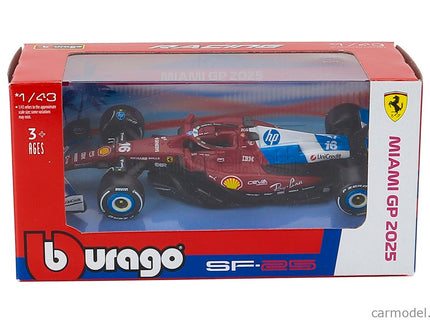 Ferrari F1 SF-25 Team Scuderia Ferrari HP N°16 Miami GP 2025 Charles Leclerc 1:43 Bburago červená biela modrá