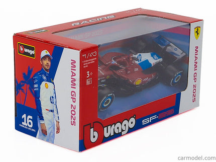 Ferrari F1 SF-25 Team Scuderia Ferrari HP N°16 Miami GP 2025 Charles Leclerc 1:43 Bburago červená biela modrá