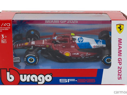 Ferrari F1 SF-25 Team Scuderia Ferrari HP N°44 Miami GP 2025 Lewis Hamilton 1:43 Bburago červená biela modrá