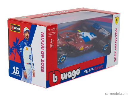 Ferrari F1 SF-25 Team Scuderia Ferrari HP N°44 Miami GP 2025 Lewis Hamilton 1:43 Bburago červená biela modrá