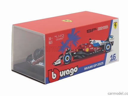 Ferrari F1 SF-25 Team Scuderia Ferrari HP N°16 Miami GP 2025 Charles Leclerc 1:43 Bburago červená biela modrá
