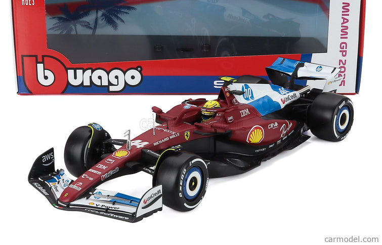 Ferrari F1 SF-25 Team Scuderia Ferrari HP N°44 Miami GP 2025 Lewis Hamilton 1:18 Bburago červená biela modrá