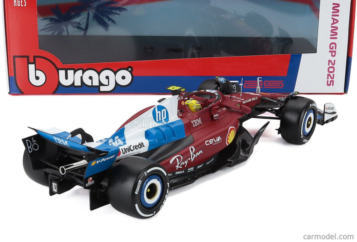 Ferrari F1 SF-25 Team Scuderia Ferrari HP N°44 Miami GP 2025 Lewis Hamilton 1:18 Bburago červená biela modrá