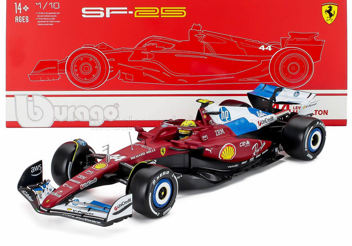 FERRARI | WITH SHOWCASE - F1  SF-25 TEAM SCUDERIA FERRARI HP N 44 MIAMI GP 2025 LEWIS HAMILTON | RED WHITE BLUE