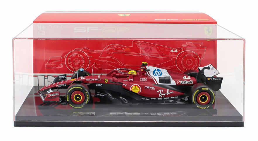 FERRARI | WITH SHOWCASE - F1  SF-25 TEAM SCUDERIA FERRARI HP N 44 SEASON 2025 LEWIS HAMILTON | RED
