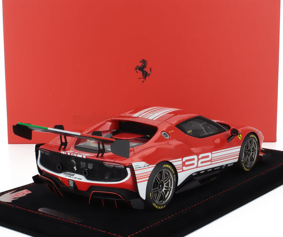 FERRARI | 296 GT3 3.0L TWIN TURBO V6 CHALLENGE N 32 FINALI MONDIALI MUGELLO ITALY 2023 - CON VETRINA - WITH SHOWCASE | RED WHITE