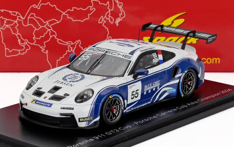 PORSCHE | 911 992 GT3 N 55 PORSCHE CARRERA CUP ASIA CHAMPION 2024 ALESSANDRO GHIRETTI | WHITE BLUE
