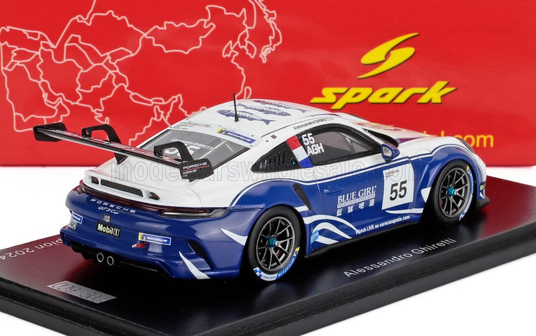PORSCHE | 911 992 GT3 N 55 PORSCHE CARRERA CUP ASIA CHAMPION 2024 ALESSANDRO GHIRETTI | WHITE BLUE