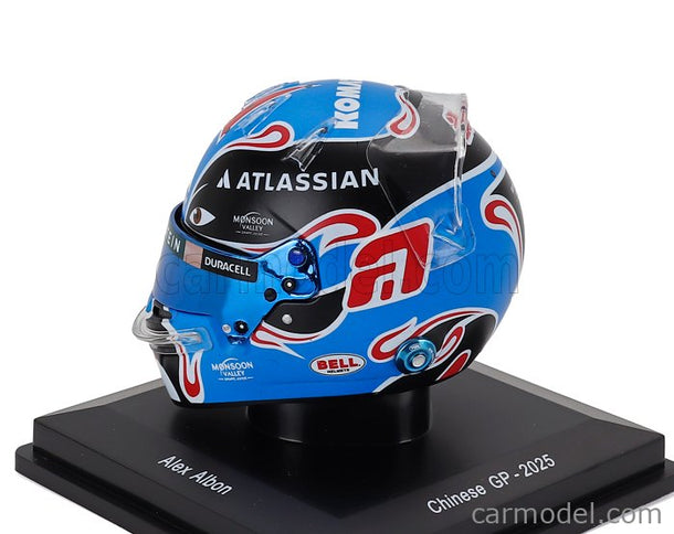 Bell Helmet Helma F1 Alex Albon Team Atlassian Williams Racing N°23 China GP 2025 1:5 Spark Model modrá čierna