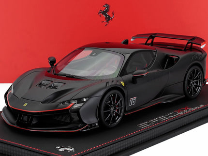 FERRARI | SF90 XX STRADALE N 16 PERSONAL CAR CHARLES LECLERC 2024 - CON VETRINA - WITH SHOWCASE | MATT BLACK RED
