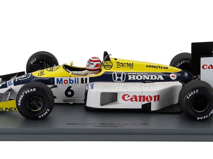 Williams F1 FW11 Honda Team Williams N°6 Víťaz Brazilian GP 1986 Nelson Piquet 1:18 Spark Model modrá žltá biela